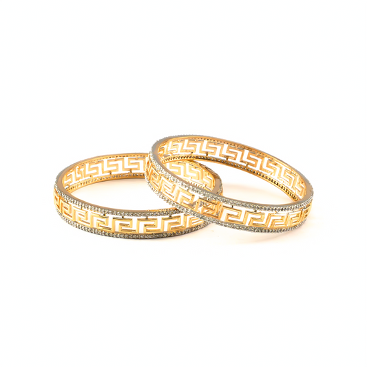 Greek Key Design bangles in 22K gold plated finish – view 2 of 4