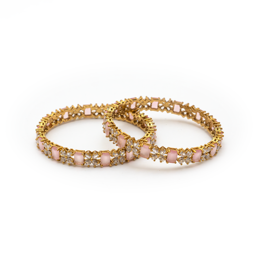 Frost & Flora Zirconia bangles in 18K gold plated finish with cubic zirconia (CZ) stones – view 18 of 20