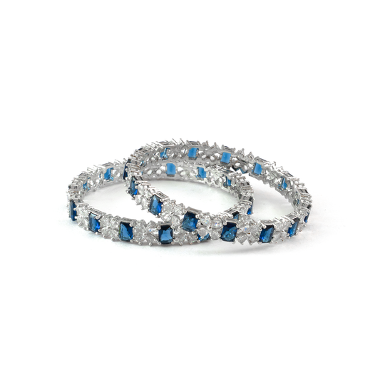 Frost & Flora Zirconia bangles in silver plated finish with cubic zirconia (CZ) stones – view 2 of 36
