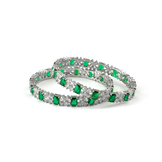 Frost & Flora Zirconia bangles in silver plated finish with cubic zirconia (CZ) stones – view 6 of 36