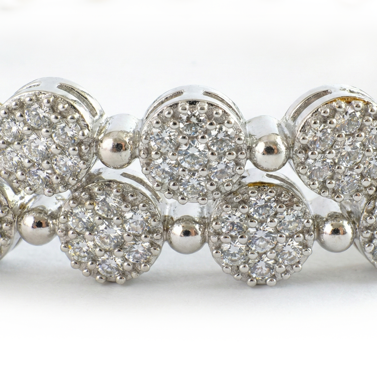 Round Daisy Zirconia Stone Studded bangles in silver plated finish with cubic zirconia (CZ) stones – view 4 of 4