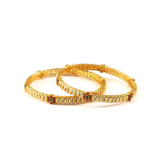 Contemporary Glamour AD bangles in 24K gold plated finish with sparkling American diamond (AD) stones – view 2 of 4