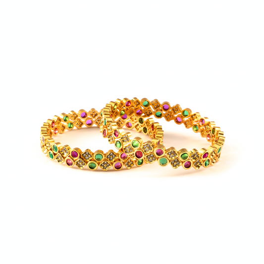 Regal Grace AD bangles in 24K gold plated finish with sparkling American diamond (AD) stones – view 2 of 4