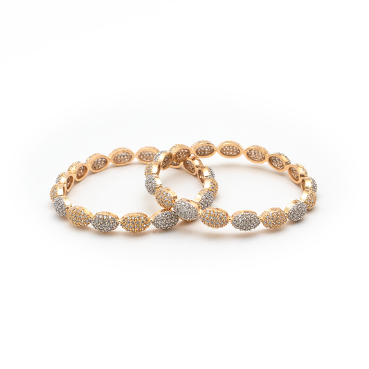 Oval Beaded bangles in dual-tone gold and silver plated finish – view 2 of 4