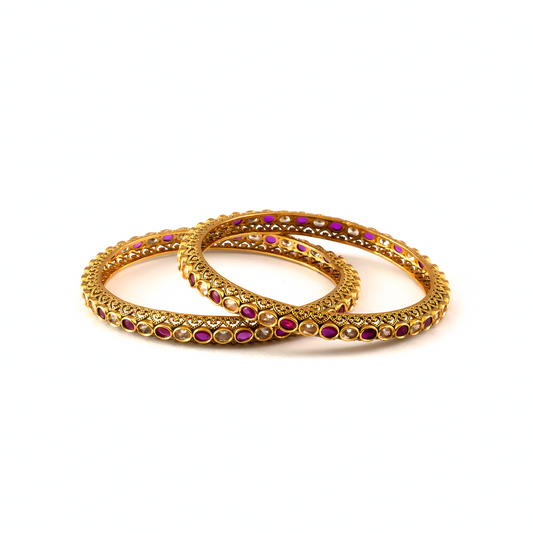 Majestic Antique Artisan bangles in 24K gold plated finish – view 2 of 4