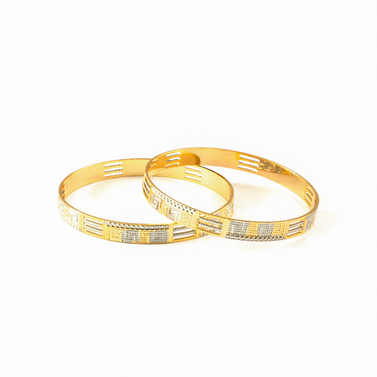 Golden Hour 2-Tone CNC bangles in gold plated finish – view 2 of 4