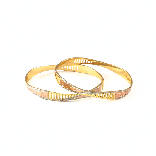 Aura Tri-Tone CNC bangles in gold plated finish – view 2 of 4