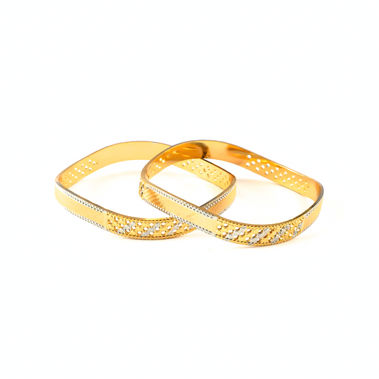 2-Tone Precision CNC bangles in gold plated finish – view 2 of 4