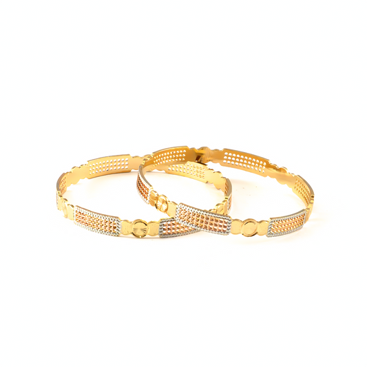 Precision 3-Tone CNC bangles in gold plated finish – view 2 of 4