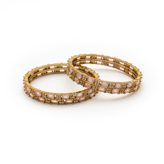 Mehndi Glam CZ bangles in 18K gold plated finish with cubic zirconia (CZ) stones – view 26 of 28