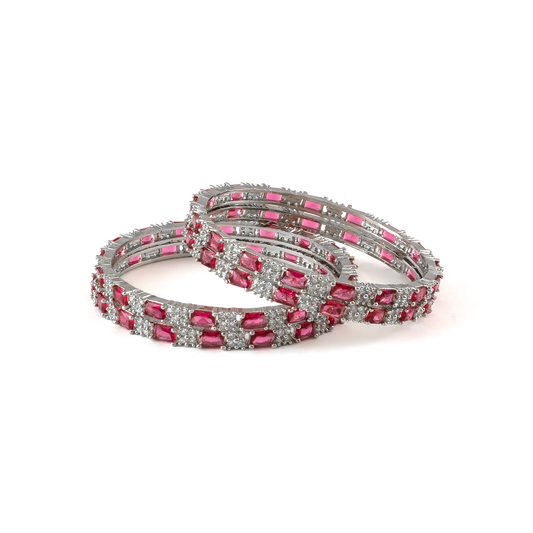 Purple Glam CZ bangles in silver plated finish with cubic zirconia (CZ) stones – view 14 of 16