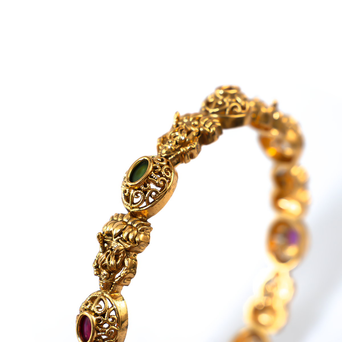 Heirloom Antique Statement bangles in 24K gold plated finish – view 4 of 4