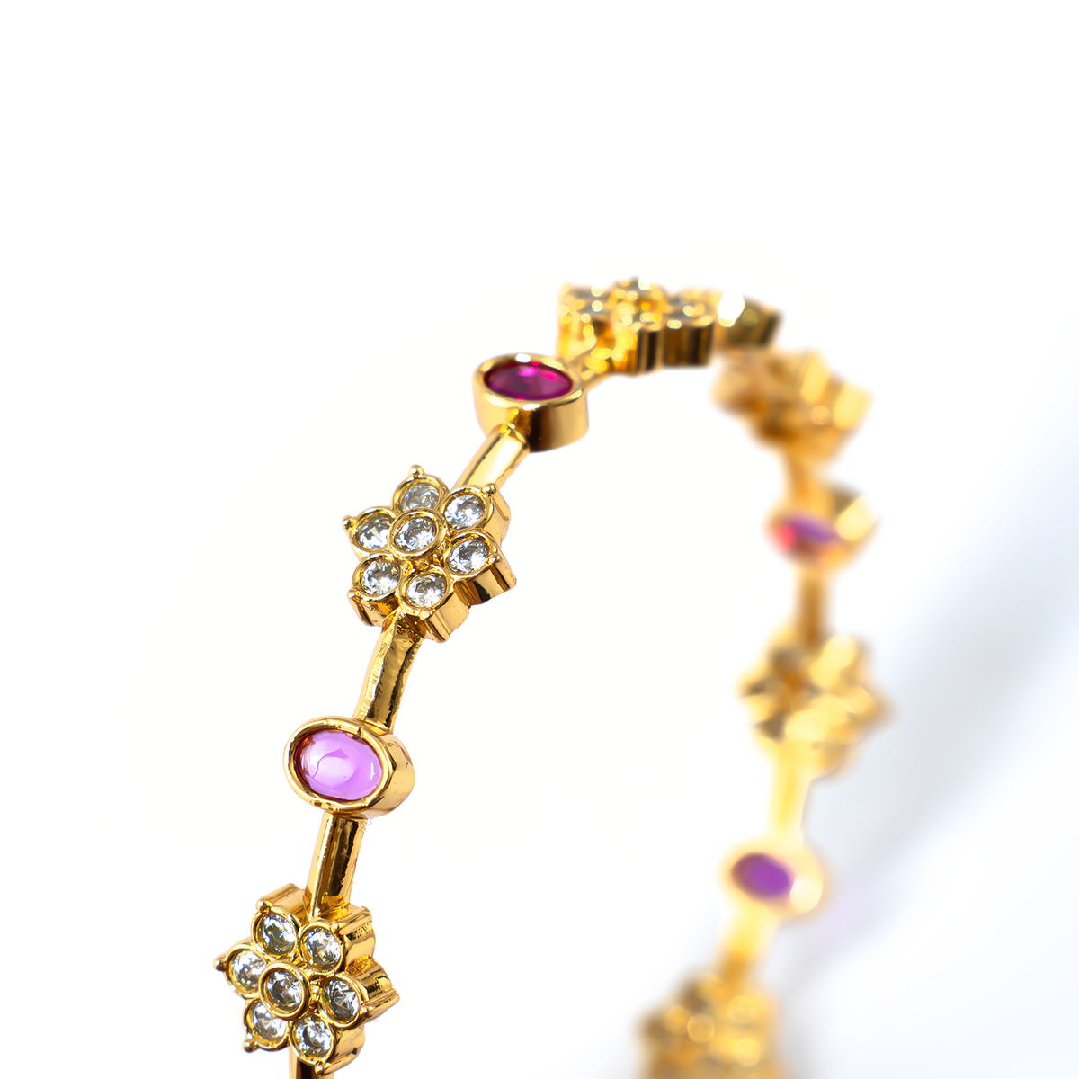 Luxe Ruby & White AD bangles in 24K gold plated finish with ruby & white American diamond (AD) stones – view 4 of 4