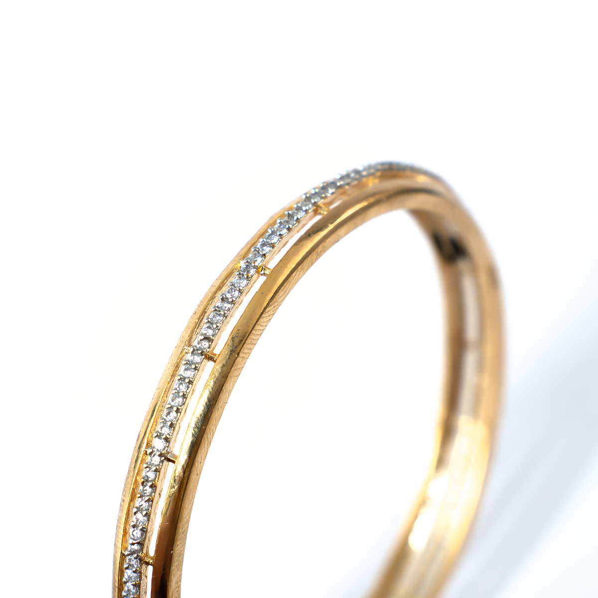 Half Round-Style AD bangles in gold plated finish with sparkling American diamond (AD) stones – view 4 of 4