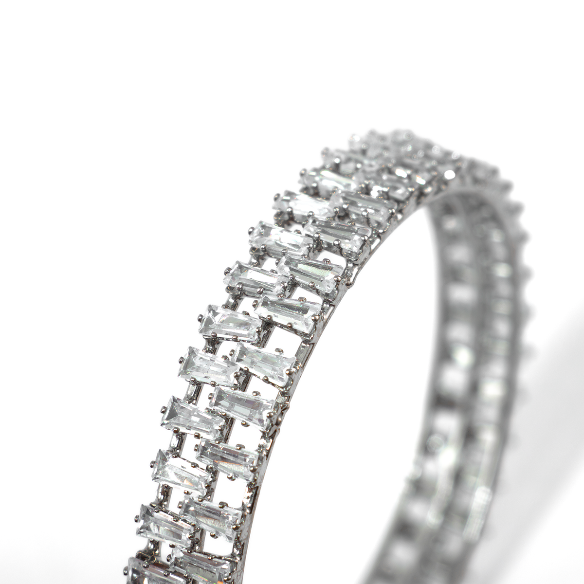 Double Shine Crystal bangles in silver plated finish with shining crystal stones – view 4 of 4