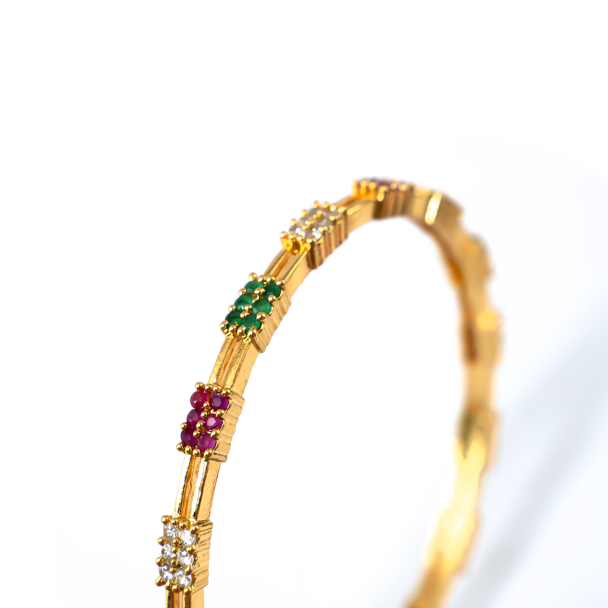 White Stone & CZ Handcrafted bangles in 22K gold plated finish with cubic zirconia (CZ) stones – view 8 of 8