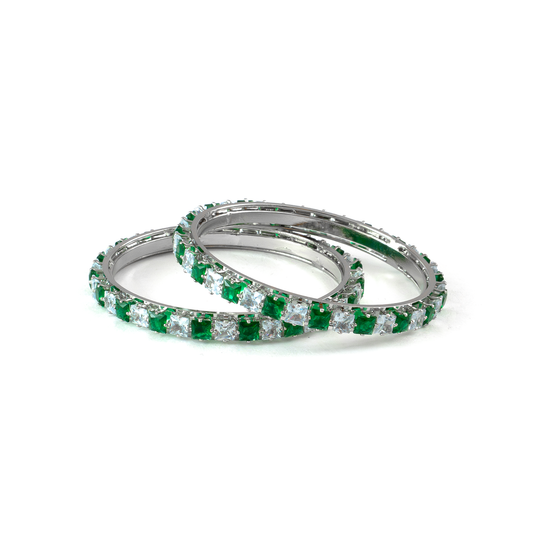 Romantic Square Stone Crystal bangles in silver plated finish with shining crystal stones – view 6 of 16