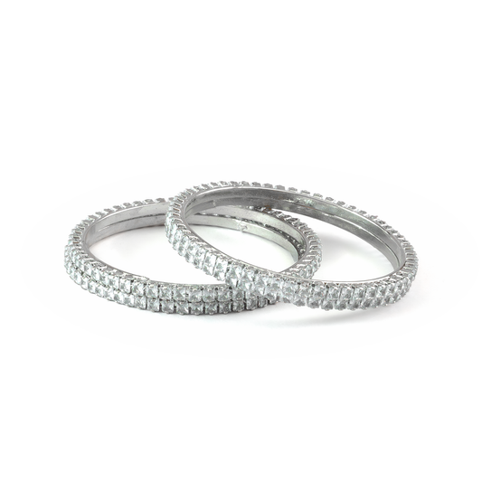 Small Square Crystal bangles in silver plated finish with shining crystal stones – view 2 of 4
