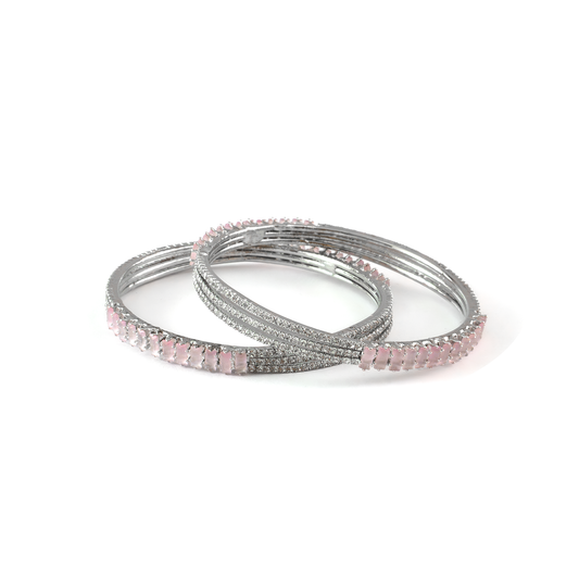 Stargaze Stone Crystal bangles in silver plated finish with shining crystal stones – view 6 of 16