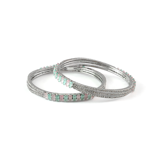 Stargaze Stone Crystal bangles in silver plated finish with shining crystal stones – view 14 of 16