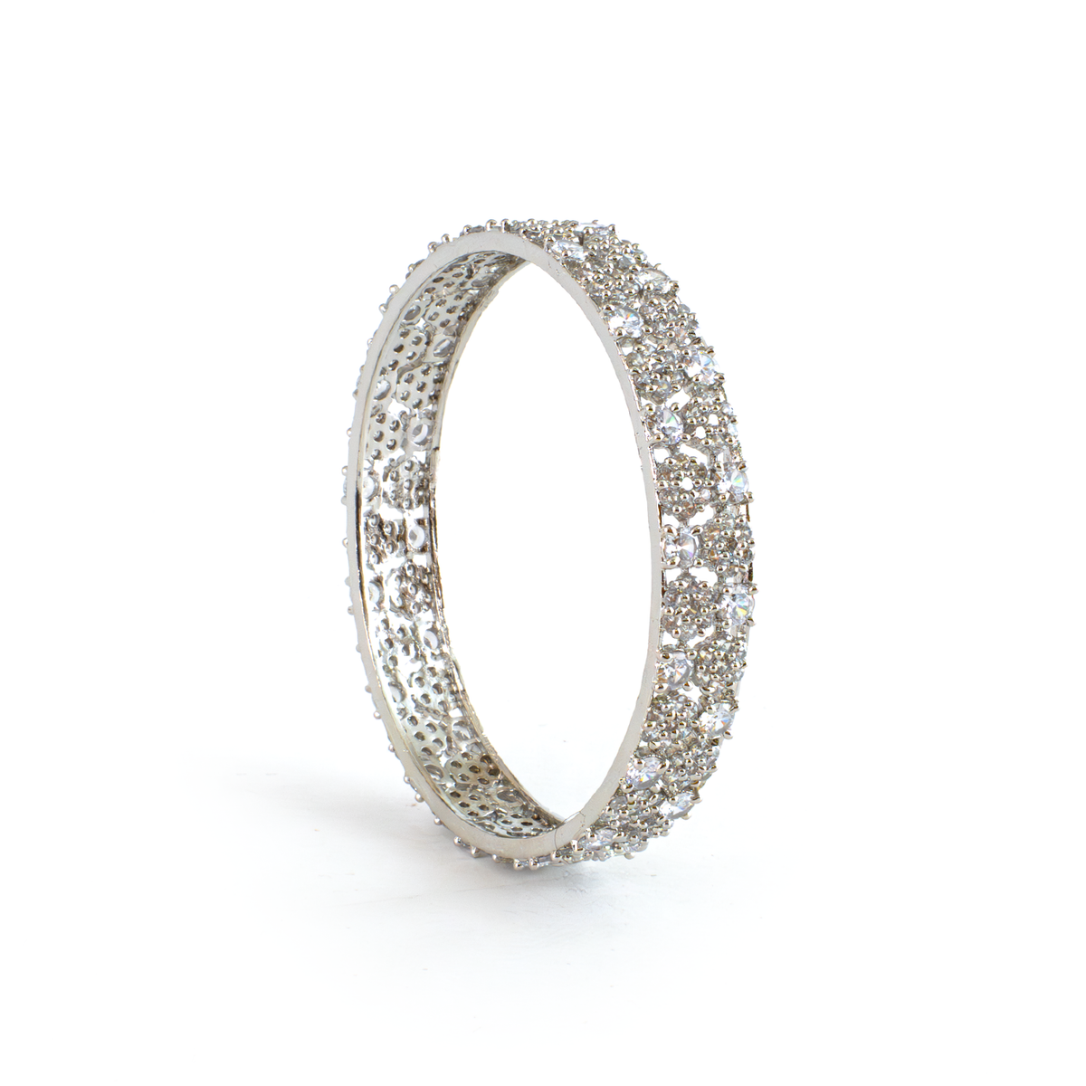 Zee Stone Studded bangles in silver plated finish