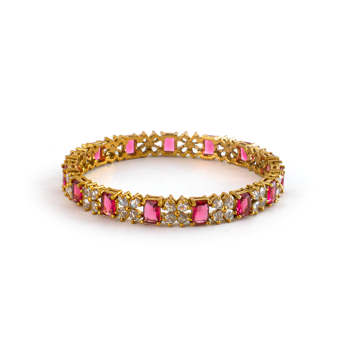 Frost & Flora Zirconia bangles in 18K gold plated finish with cubic zirconia (CZ) stones – view 11 of 20