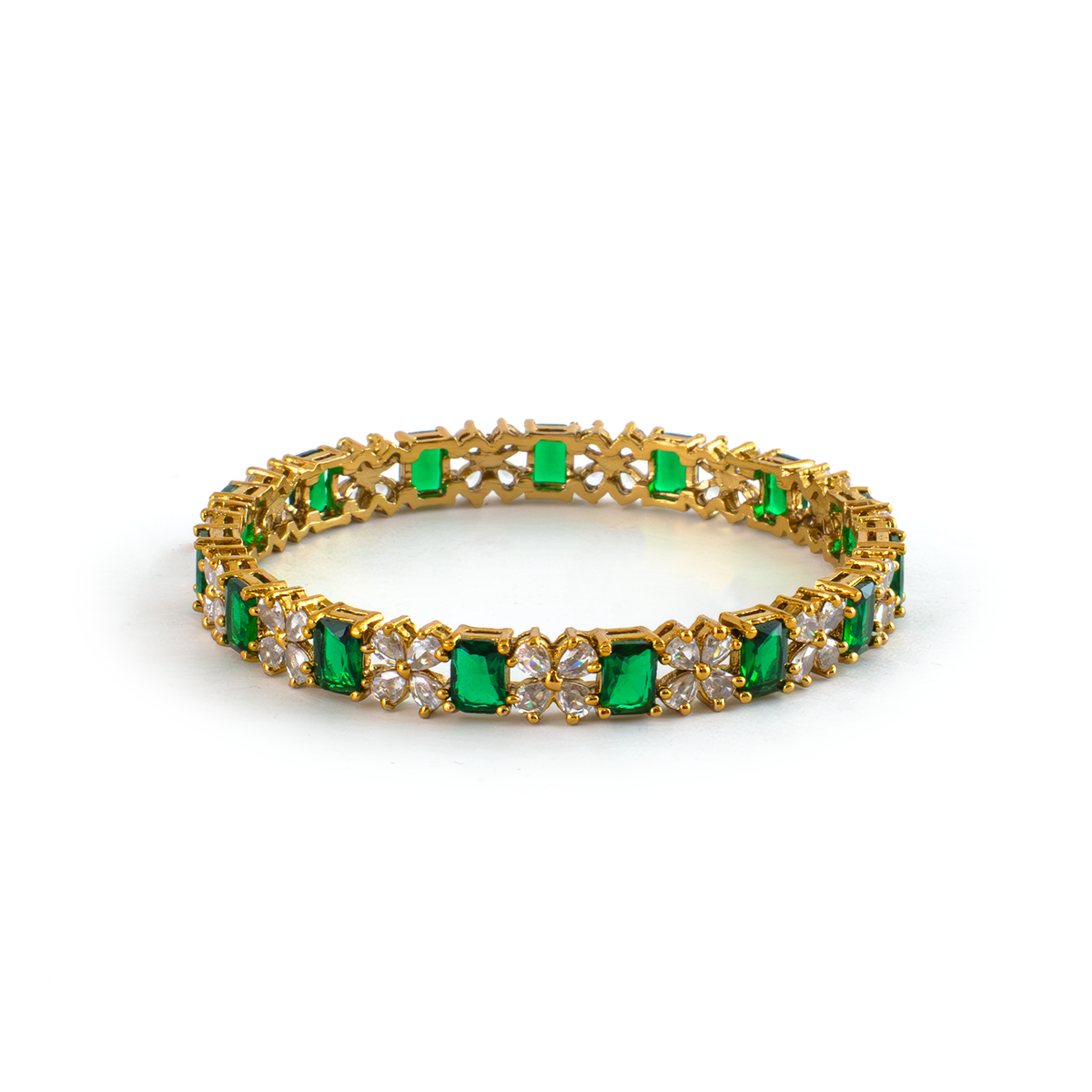 Frost & Flora Zirconia bangles in 18K gold plated finish with cubic zirconia (CZ) stones – view 3 of 20