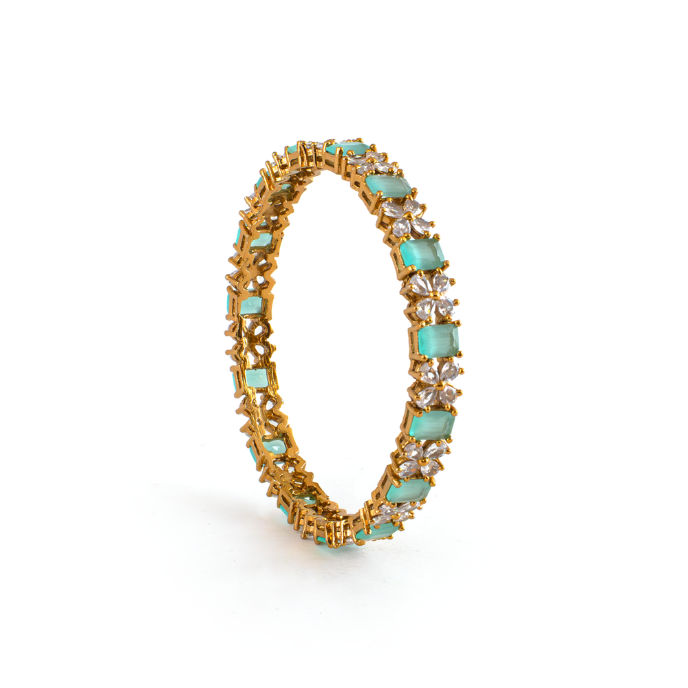 Frost & Flora Zirconia bangles in 18K gold plated finish with cubic zirconia (CZ) stones – view 5 of 20