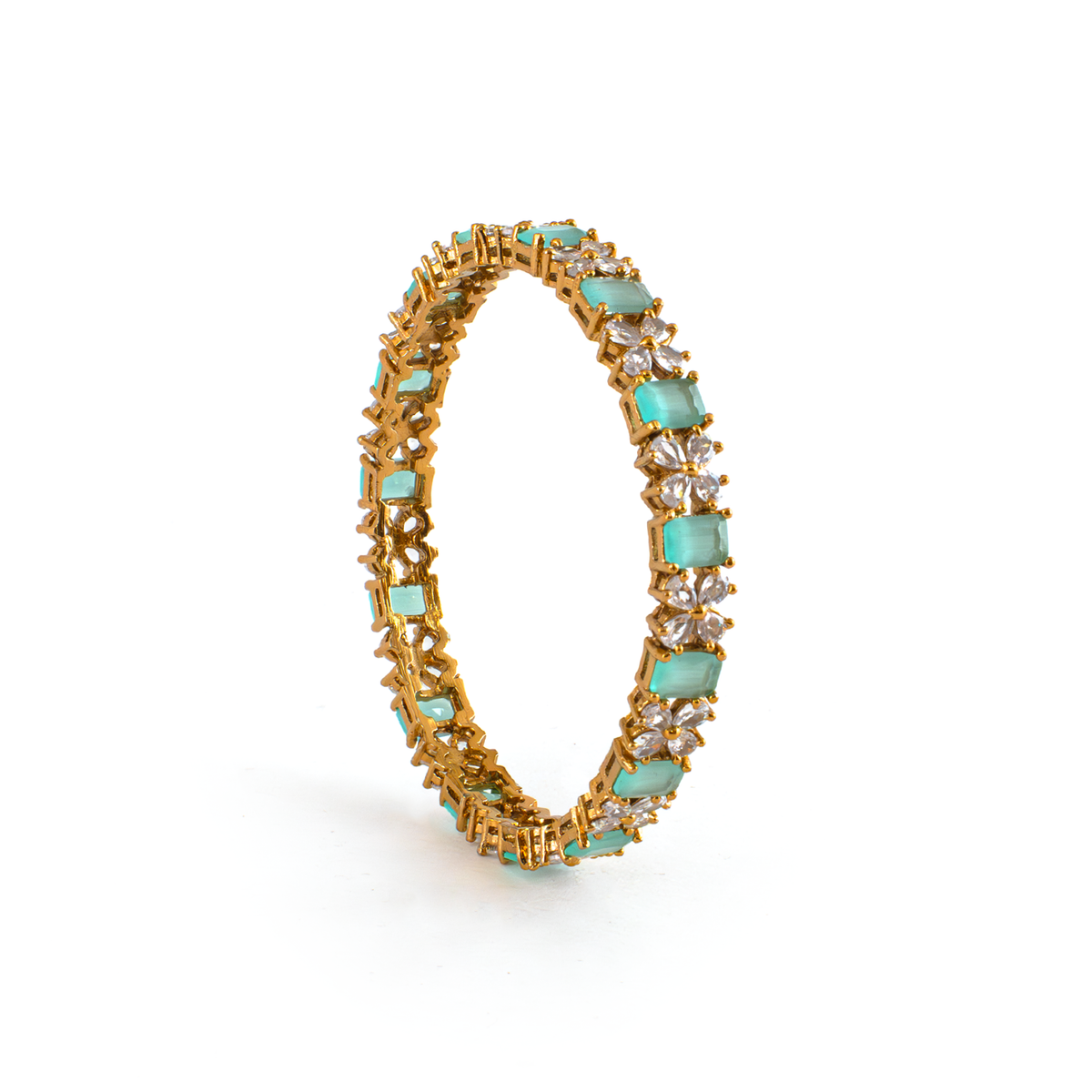 Frost & Flora Zirconia bangles in 18K gold plated finish with cubic zirconia (CZ) stones – view 5 of 20