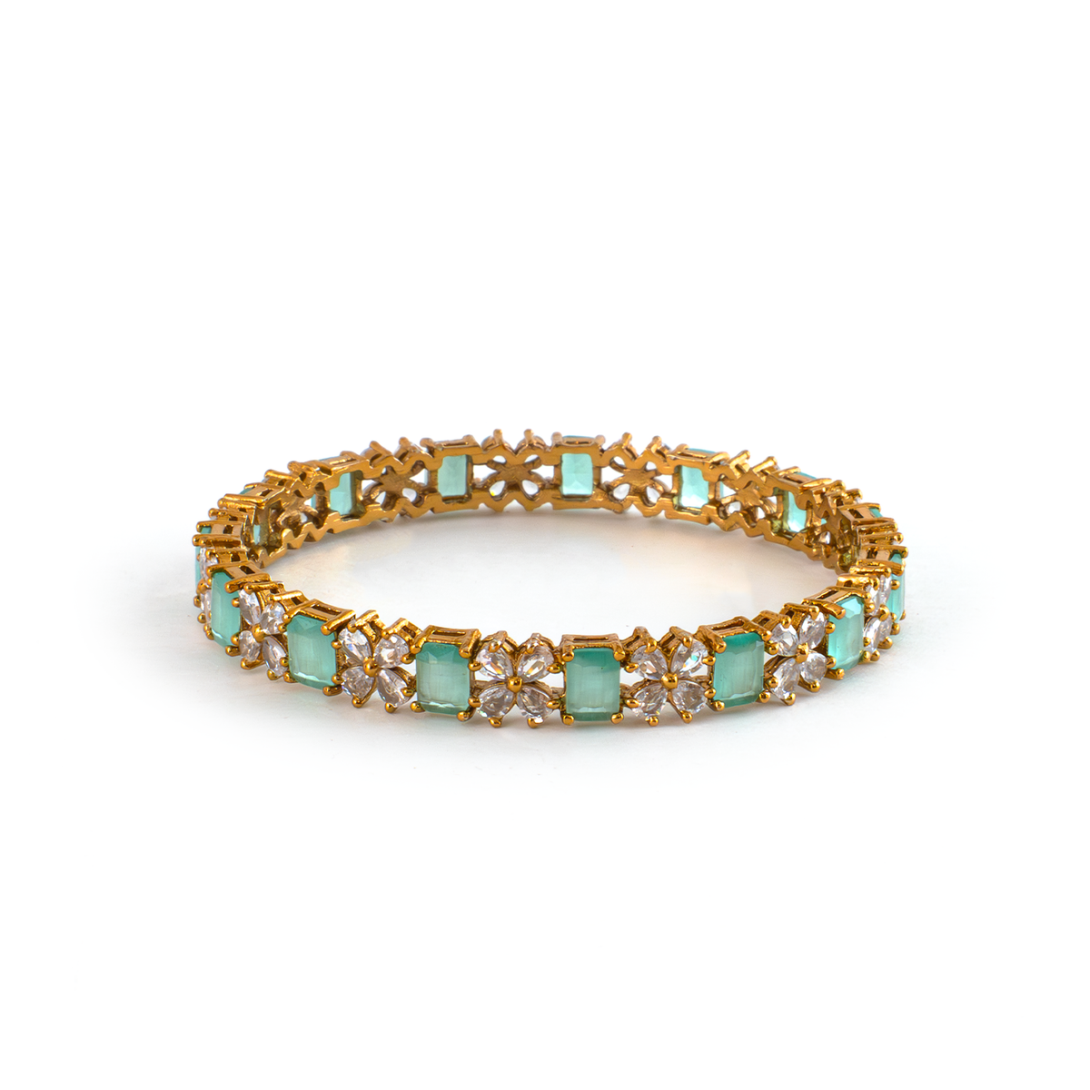 Frost & Flora Zirconia bangles in 18K gold plated finish with cubic zirconia (CZ) stones – view 7 of 20