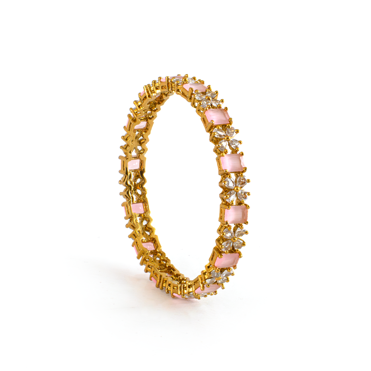 Frost & Flora Zirconia bangles in 18K gold plated finish with cubic zirconia (CZ) stones – view 17 of 20