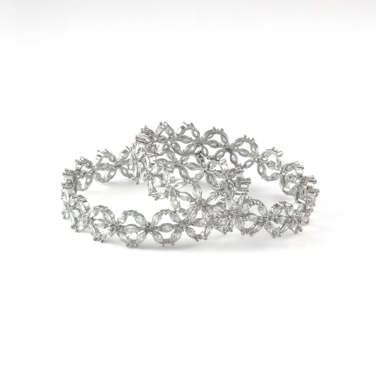 Ocean Breeze CZ bangles in silver plated finish with cubic zirconia (CZ) stones – view 2 of 4