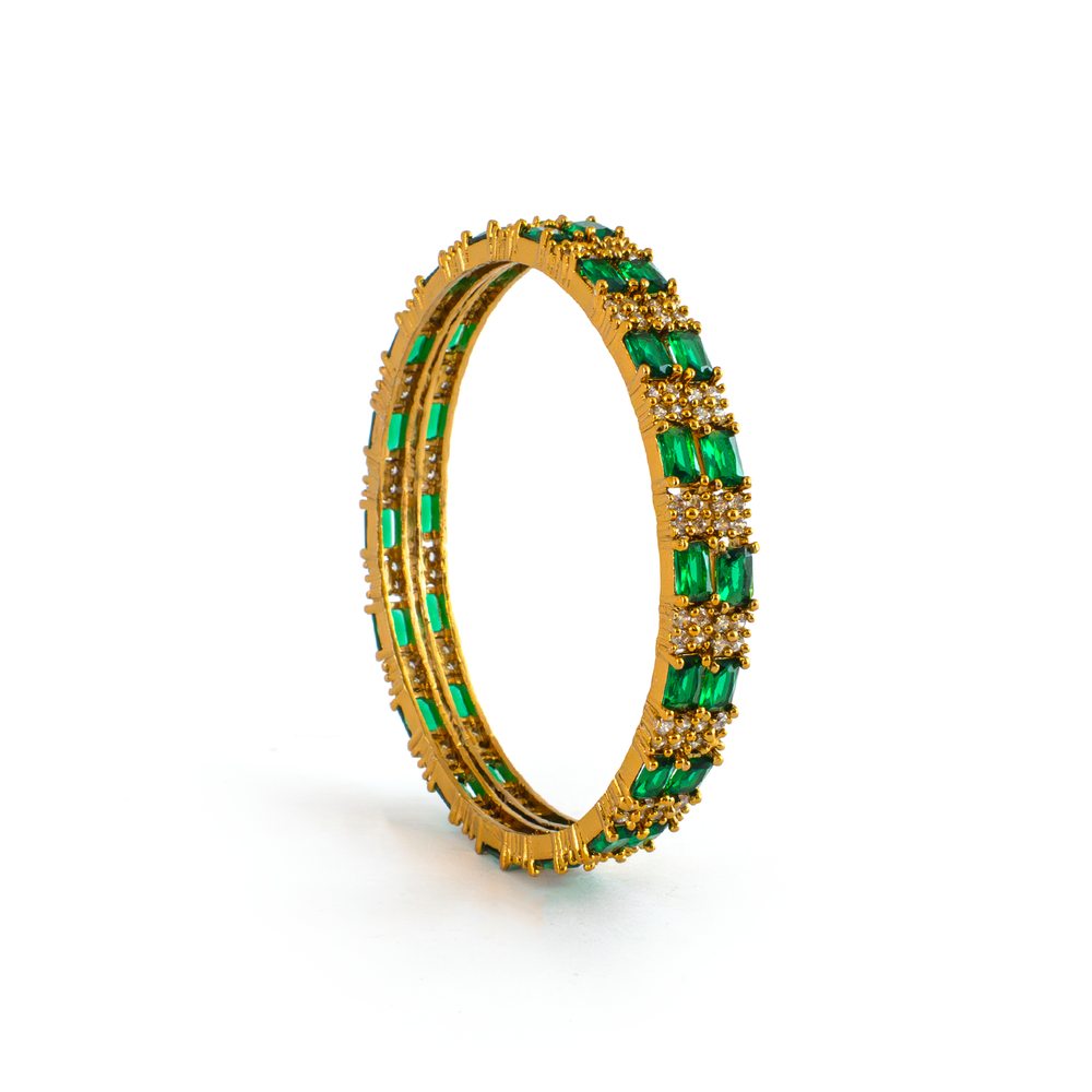 Mehndi Glam CZ bangles in 18K gold plated finish with cubic zirconia (CZ) stones