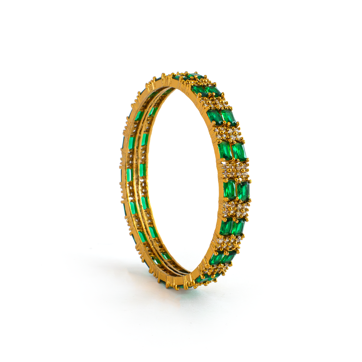 Mehndi Glam CZ bangles in 18K gold plated finish with cubic zirconia (CZ) stones