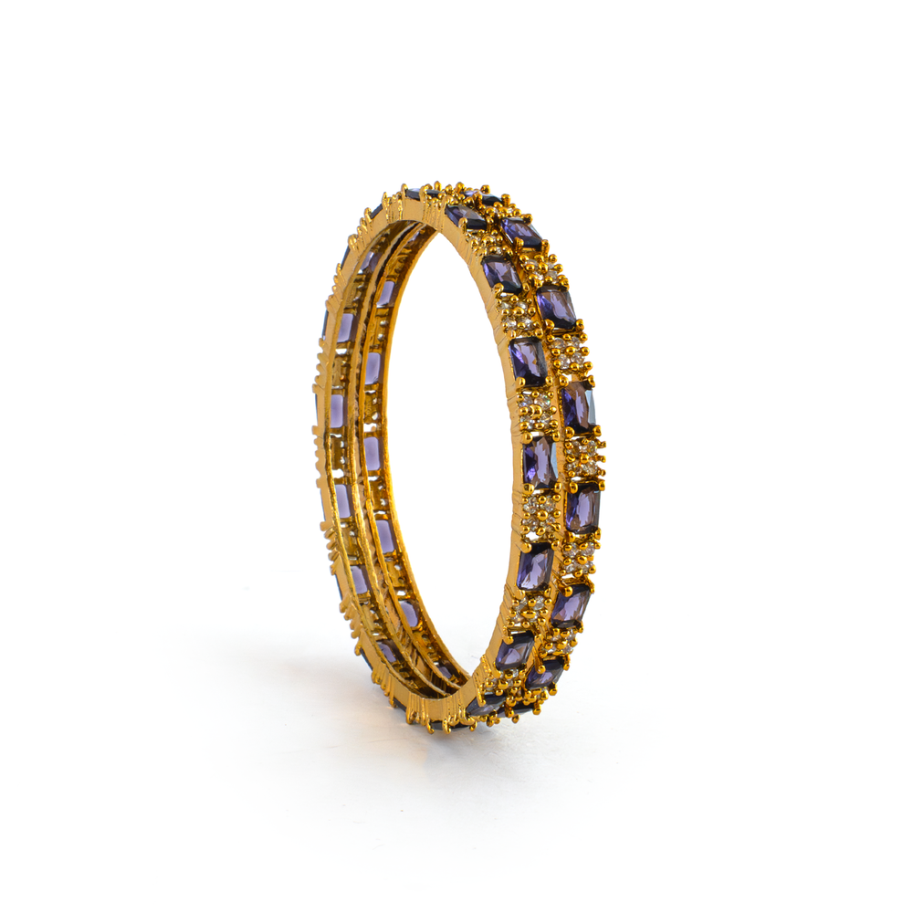 Mehndi Glam CZ bangles in 18K gold plated finish with cubic zirconia (CZ) stones – view 9 of 28