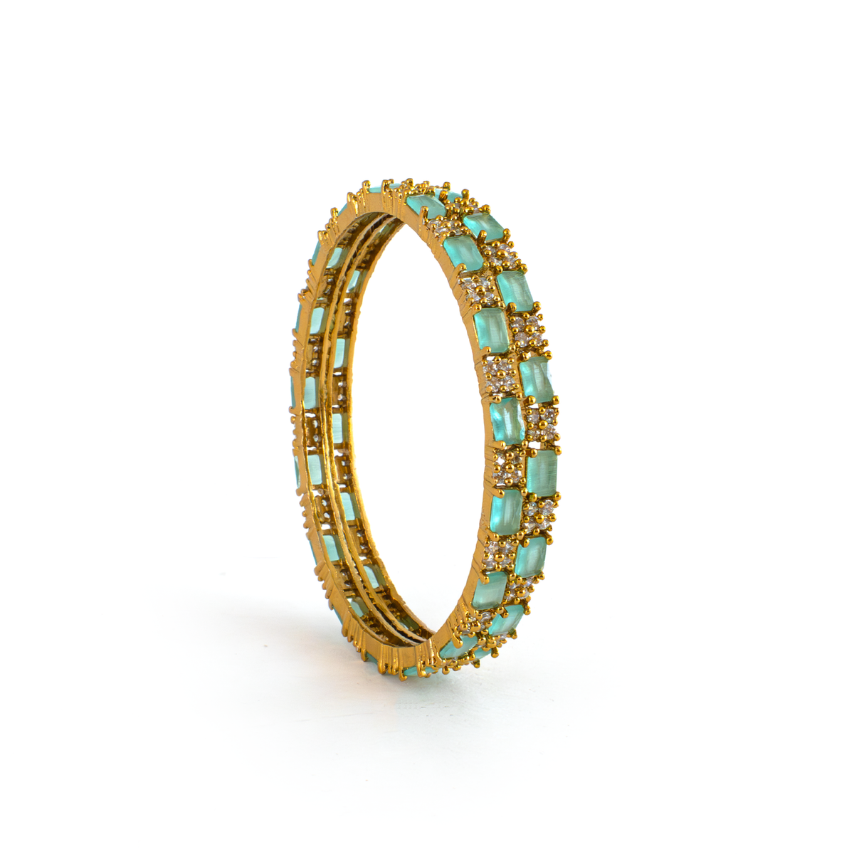 Mehndi Glam CZ bangles in 18K gold plated finish with cubic zirconia (CZ) stones – view 5 of 28