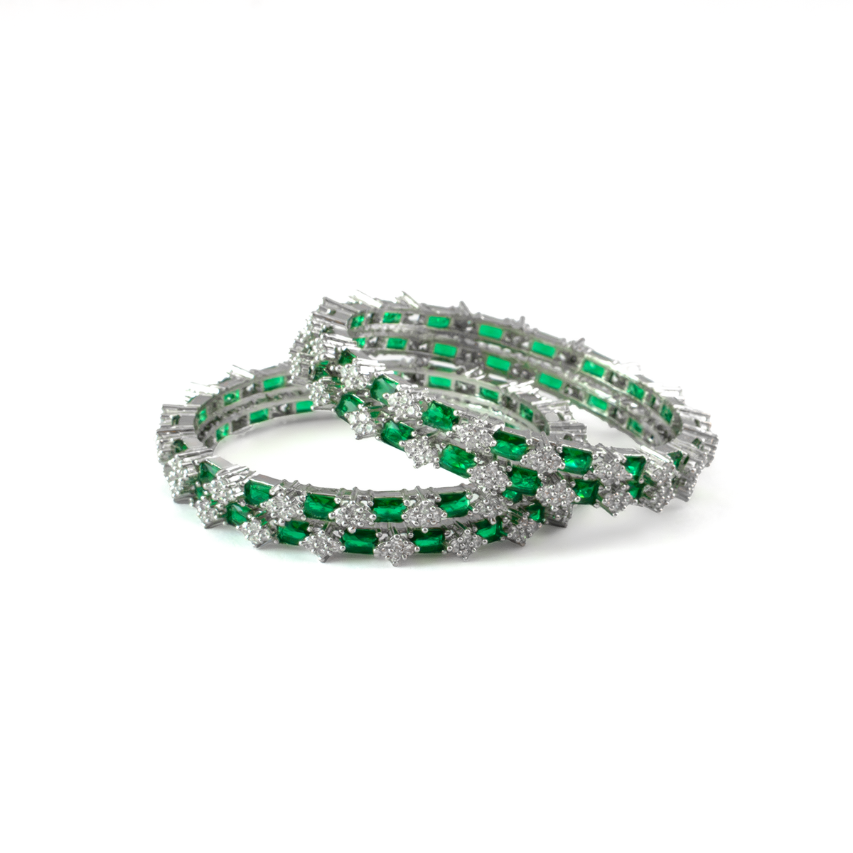 Blue Glow AD bangles in silver plated finish with sparkling American diamond (AD) stones – view 26 of 28