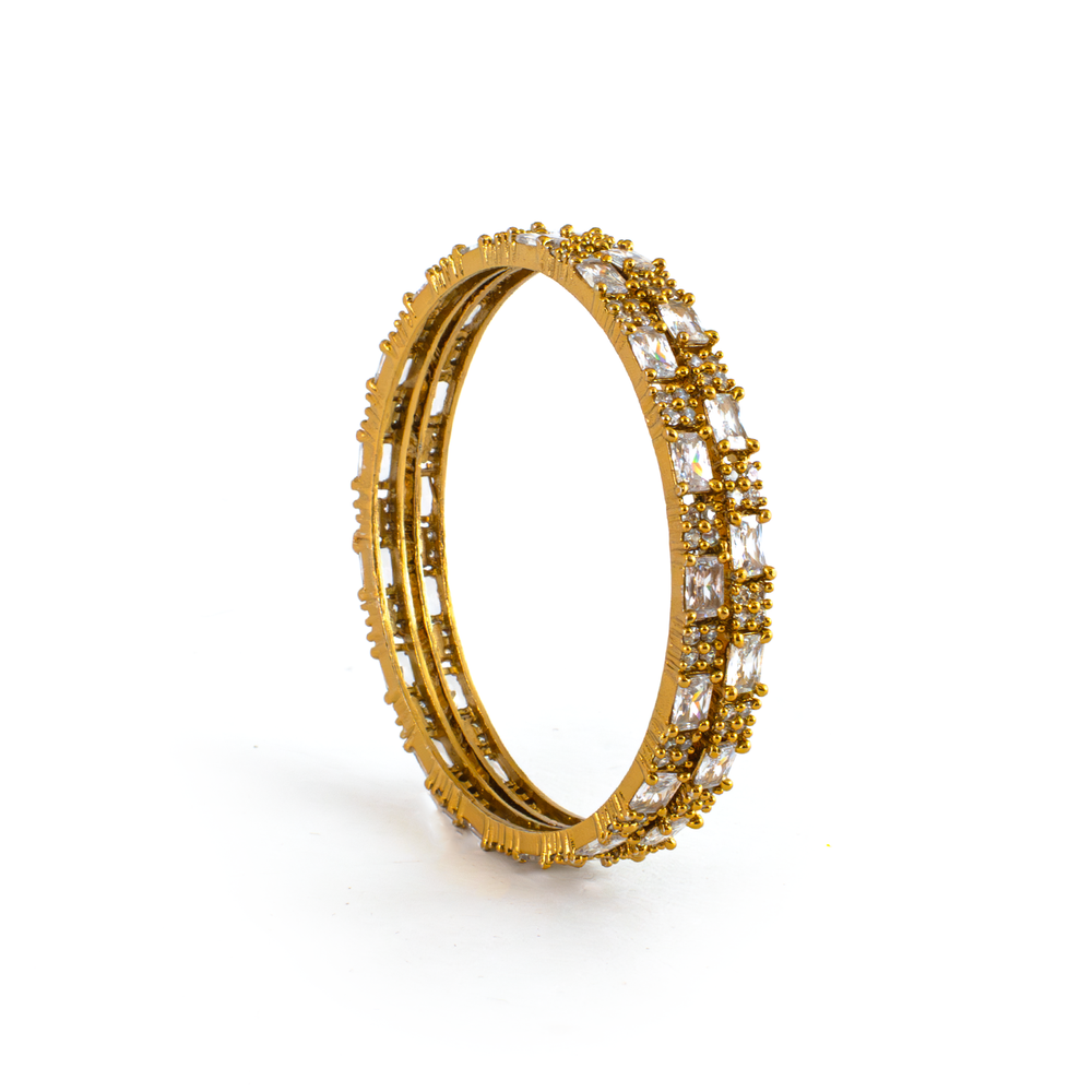 Mehndi Glam CZ bangles in 18K gold plated finish with cubic zirconia (CZ) stones – view 21 of 28