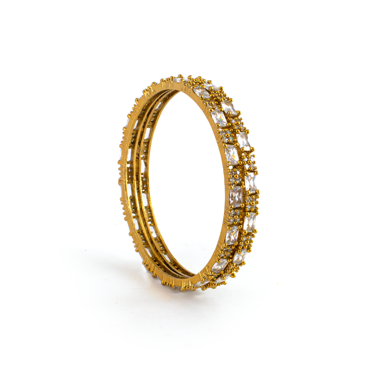 Mehndi Glam CZ bangles in 18K gold plated finish with cubic zirconia (CZ) stones – view 21 of 28