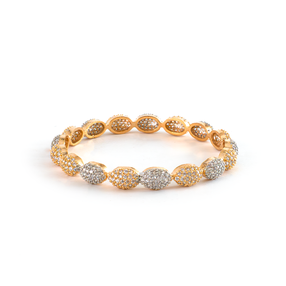 Oval Beaded bangles in dual-tone gold and silver plated finish – view 3 of 4