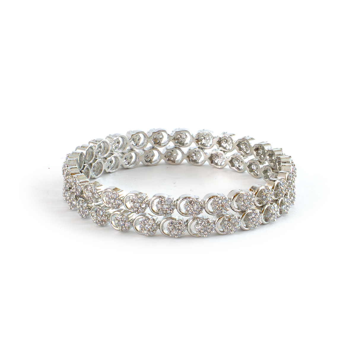 Daisy Zirconia Stone Studded bangles in silver plated finish with cubic zirconia (CZ) stones – view 3 of 4