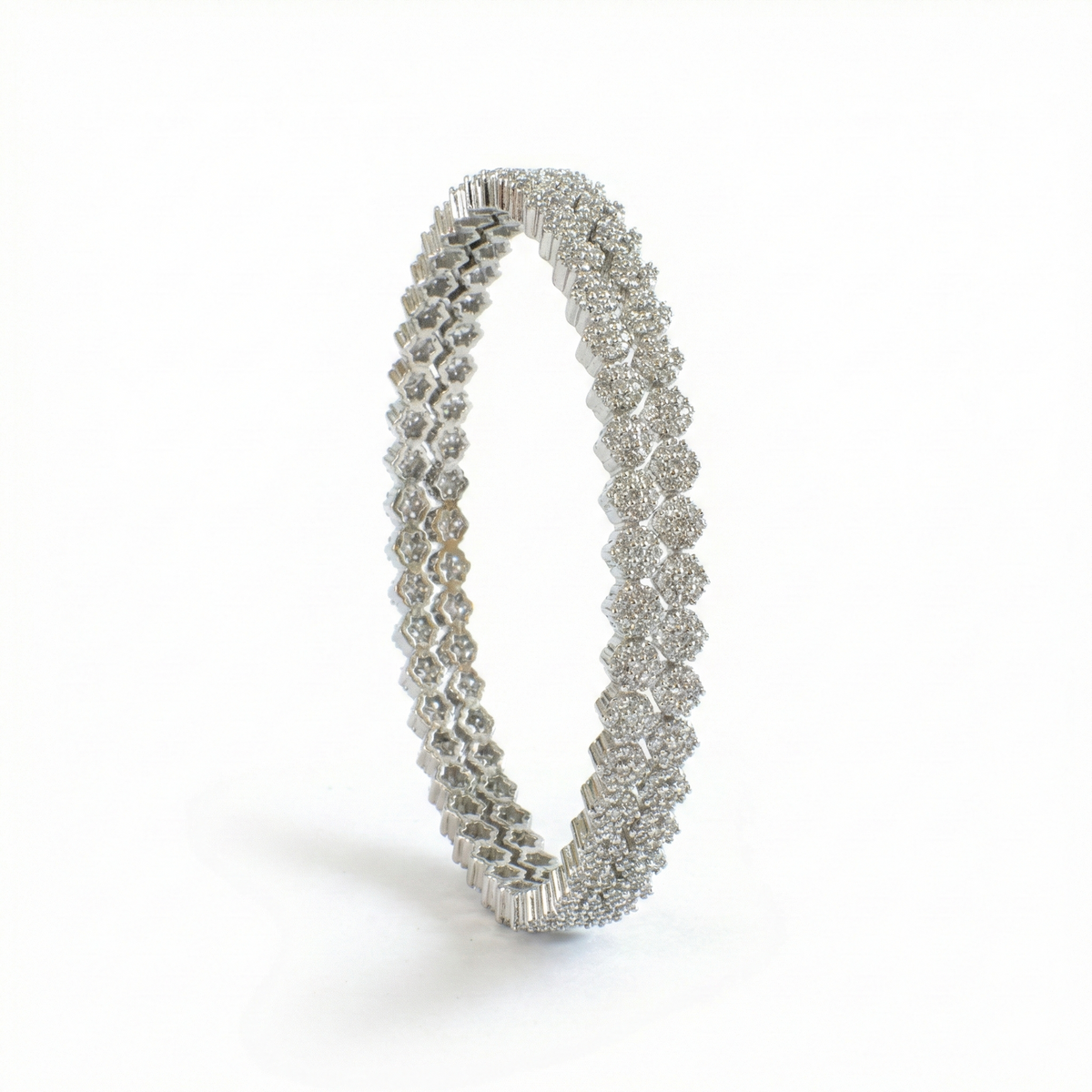 Double Trouble Zirconia bangles in silver plated finish with cubic zirconia (CZ) stones