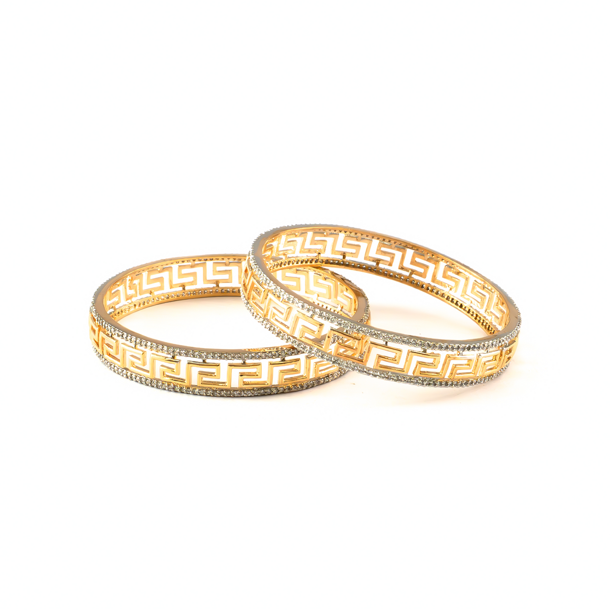 Greek Key Design bangles in 22K gold plated finish – view 2 of 4