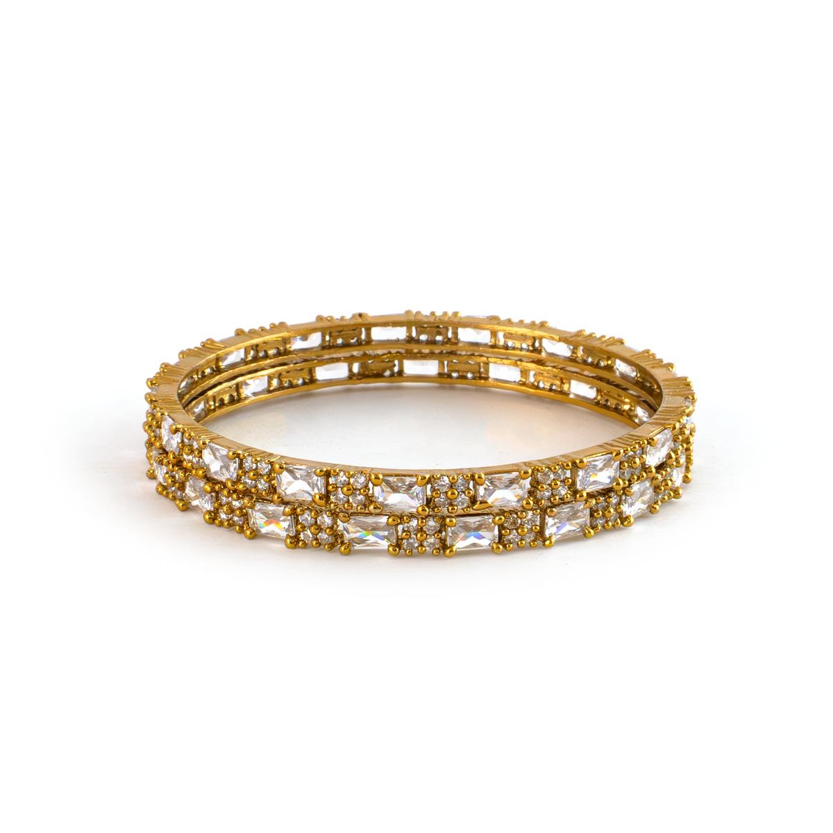 Mehndi Glam CZ bangles in 18K gold plated finish with cubic zirconia (CZ) stones – view 23 of 28