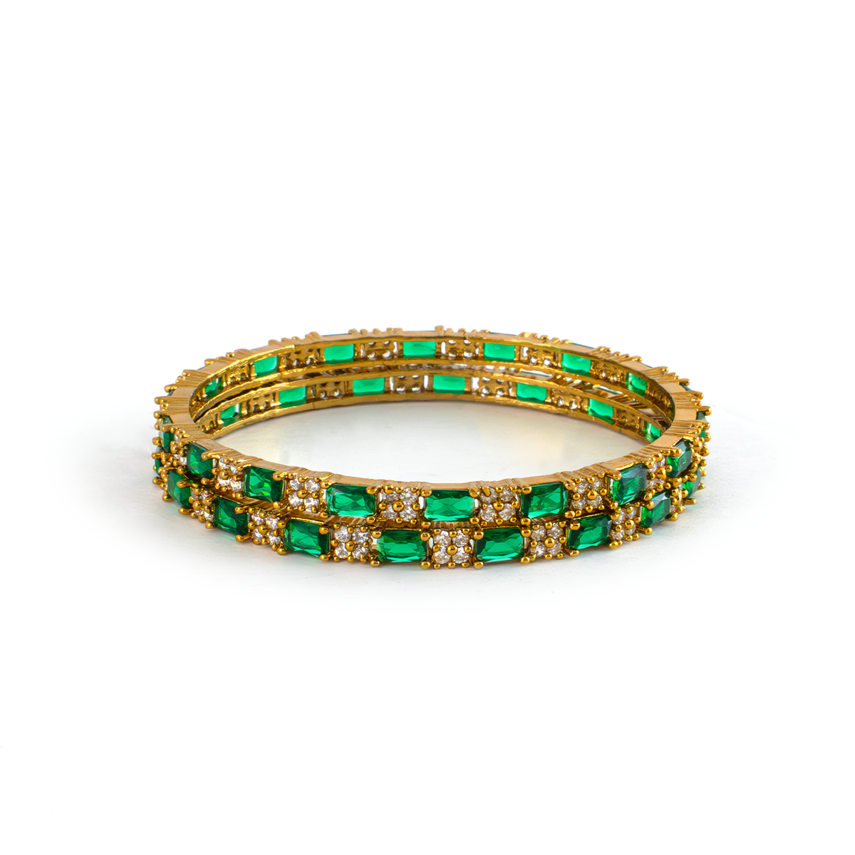 Mehndi Glam CZ bangles in 18K gold plated finish with cubic zirconia (CZ) stones – view 3 of 28