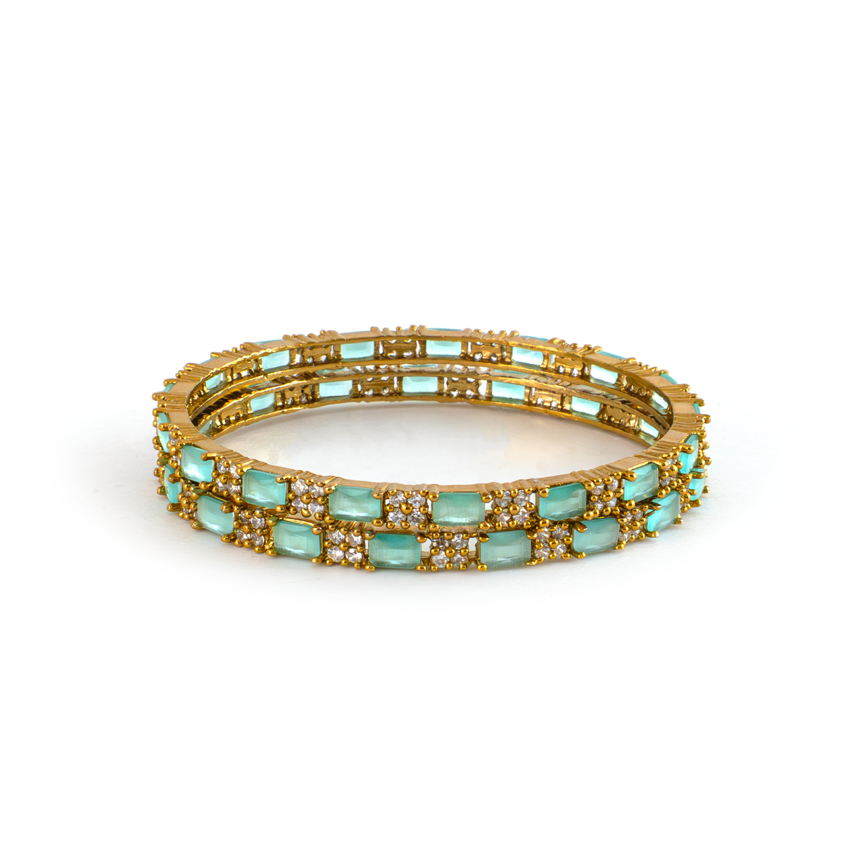 Mehndi Glam CZ bangles in 18K gold plated finish with cubic zirconia (CZ) stones – view 7 of 28