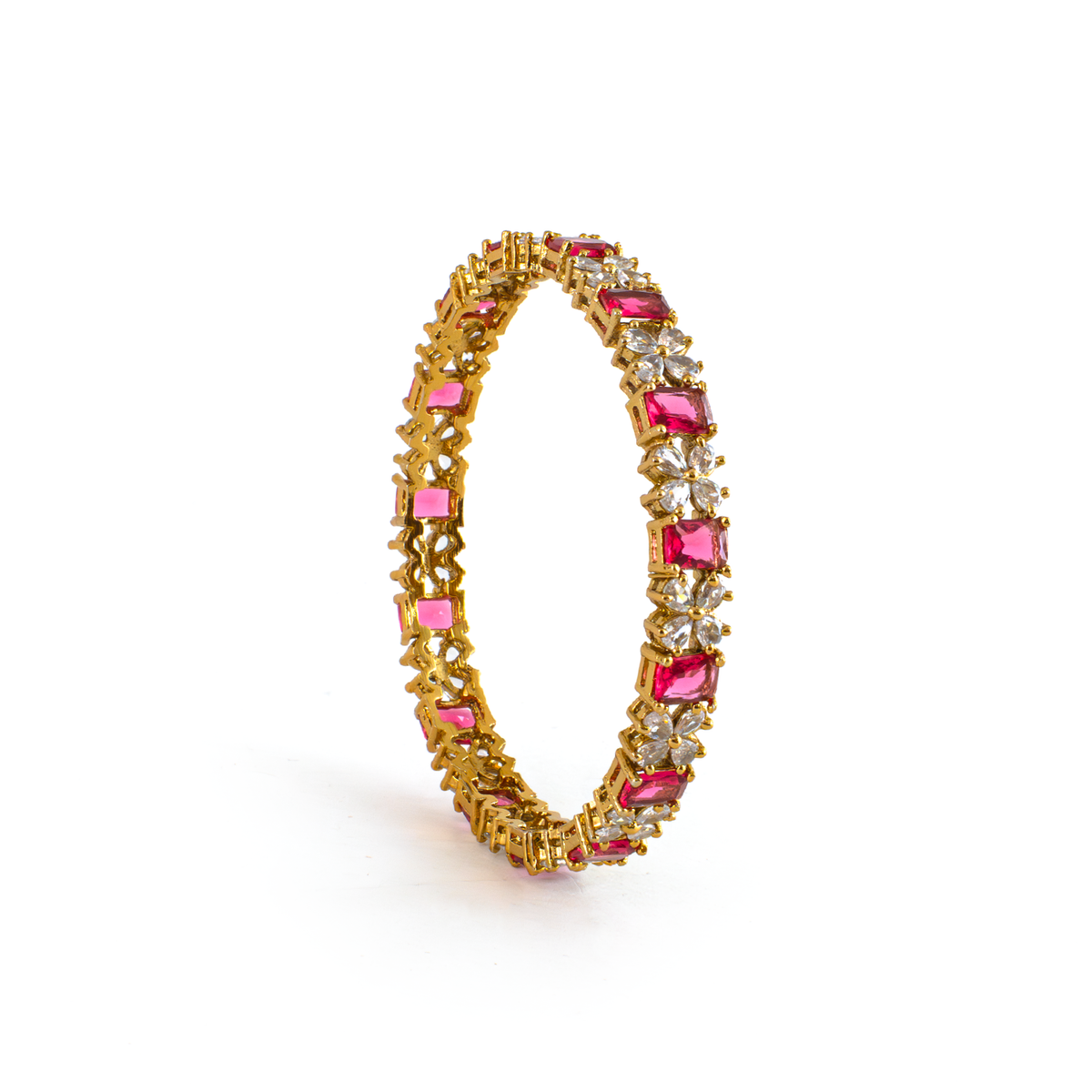 Frost & Flora Zirconia bangles in 18K gold plated finish with cubic zirconia (CZ) stones – view 9 of 20