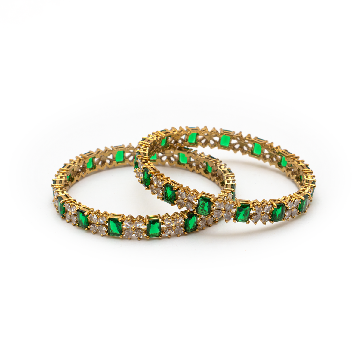 Frost & Flora Zirconia bangles in 18K gold plated finish with cubic zirconia (CZ) stones – view 2 of 20
