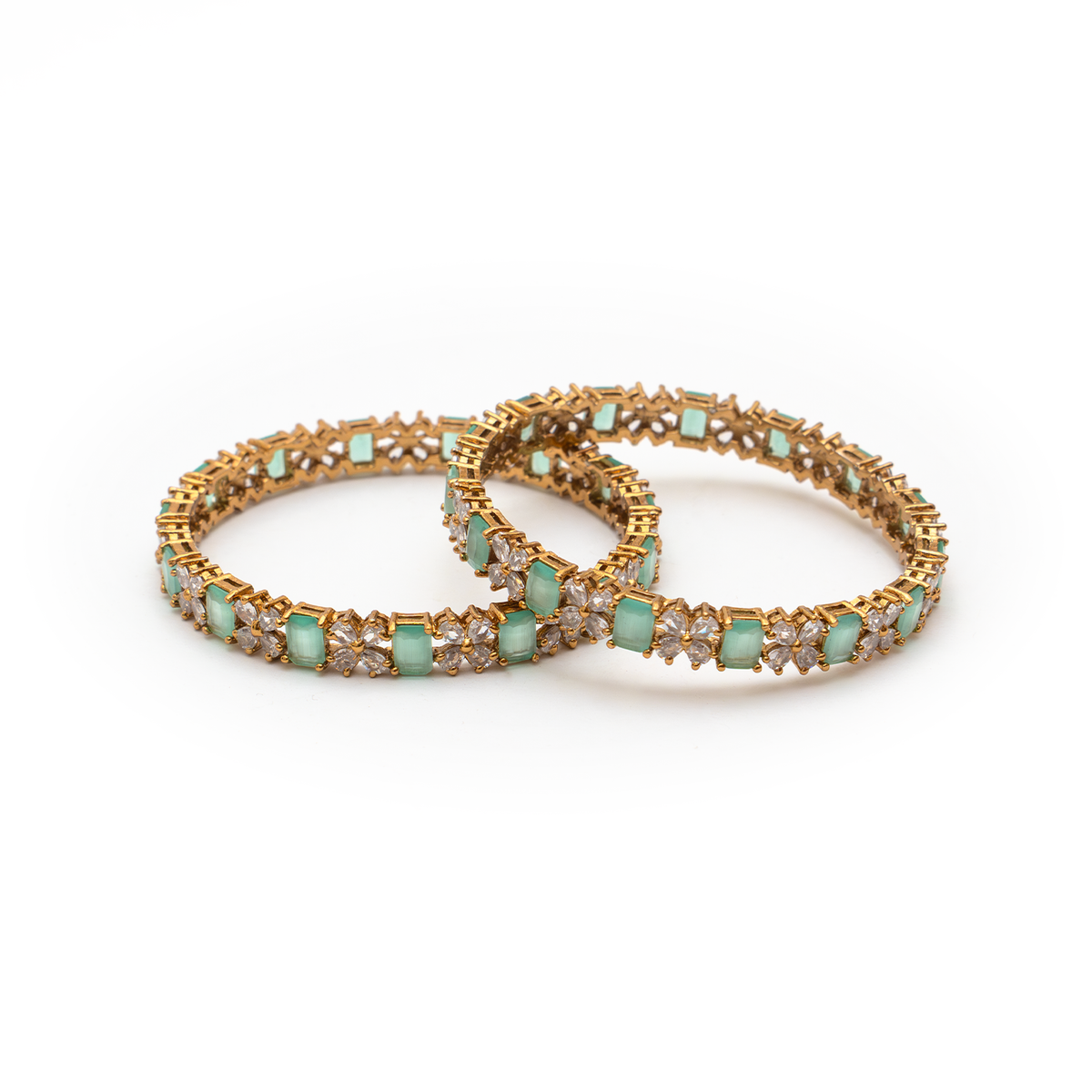 Frost & Flora Zirconia bangles in 18K gold plated finish with cubic zirconia (CZ) stones – view 6 of 20