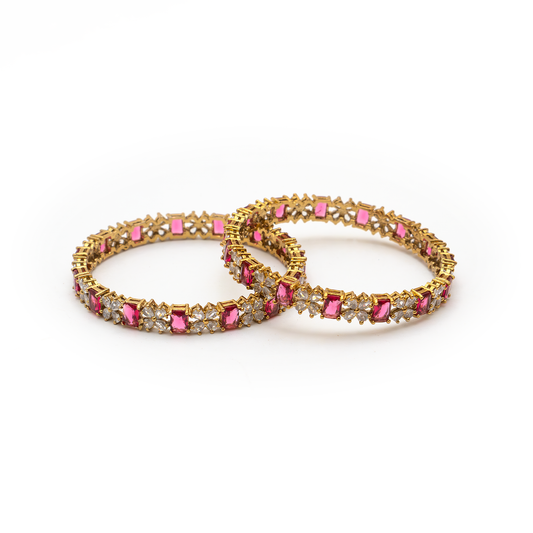 Frost & Flora Zirconia bangles in 18K gold plated finish with cubic zirconia (CZ) stones – view 10 of 20
